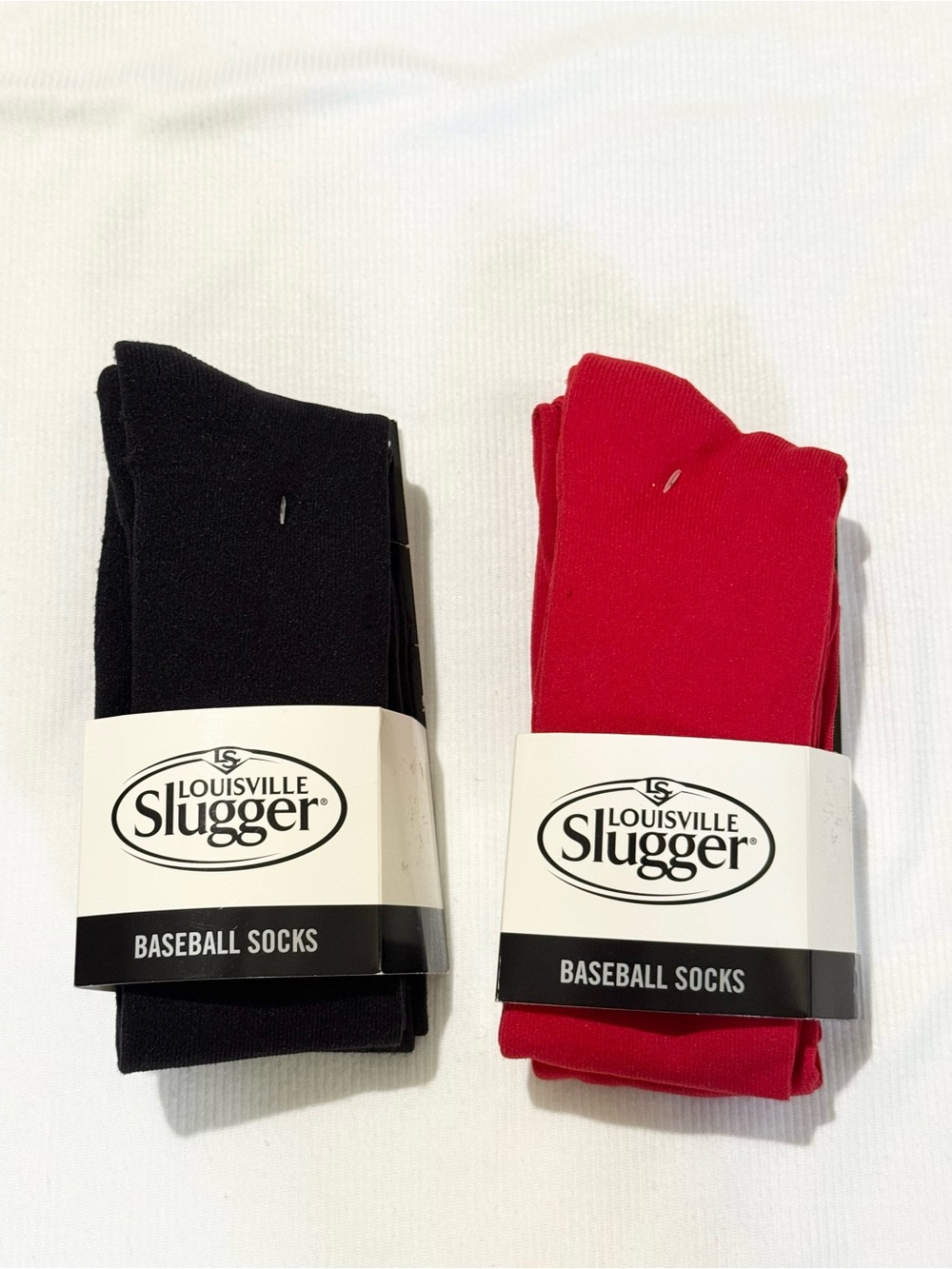 Lot Of 2 Pack Pair Louisville Slugger Men (Black/Red) Baseball Socks NWT